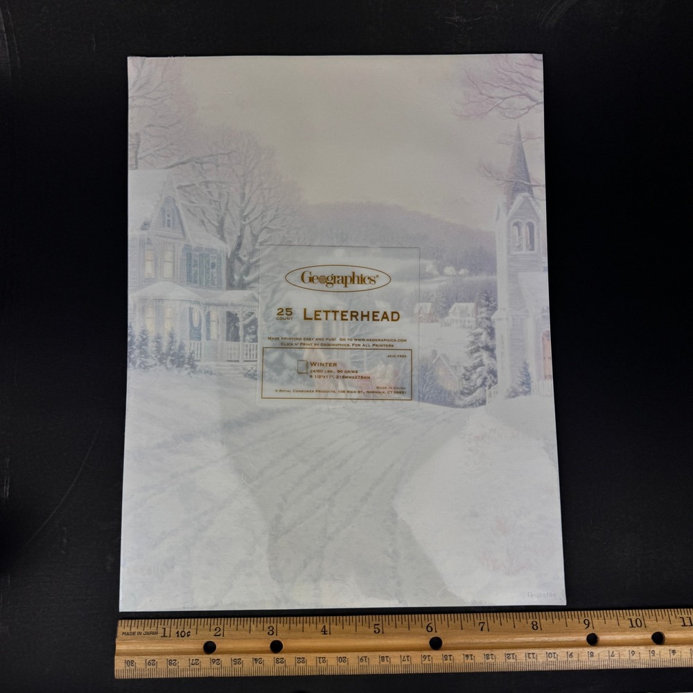 Geographics Winter Snow Holiday Printer Paper Letterhead 25 Sheets Acid Free
